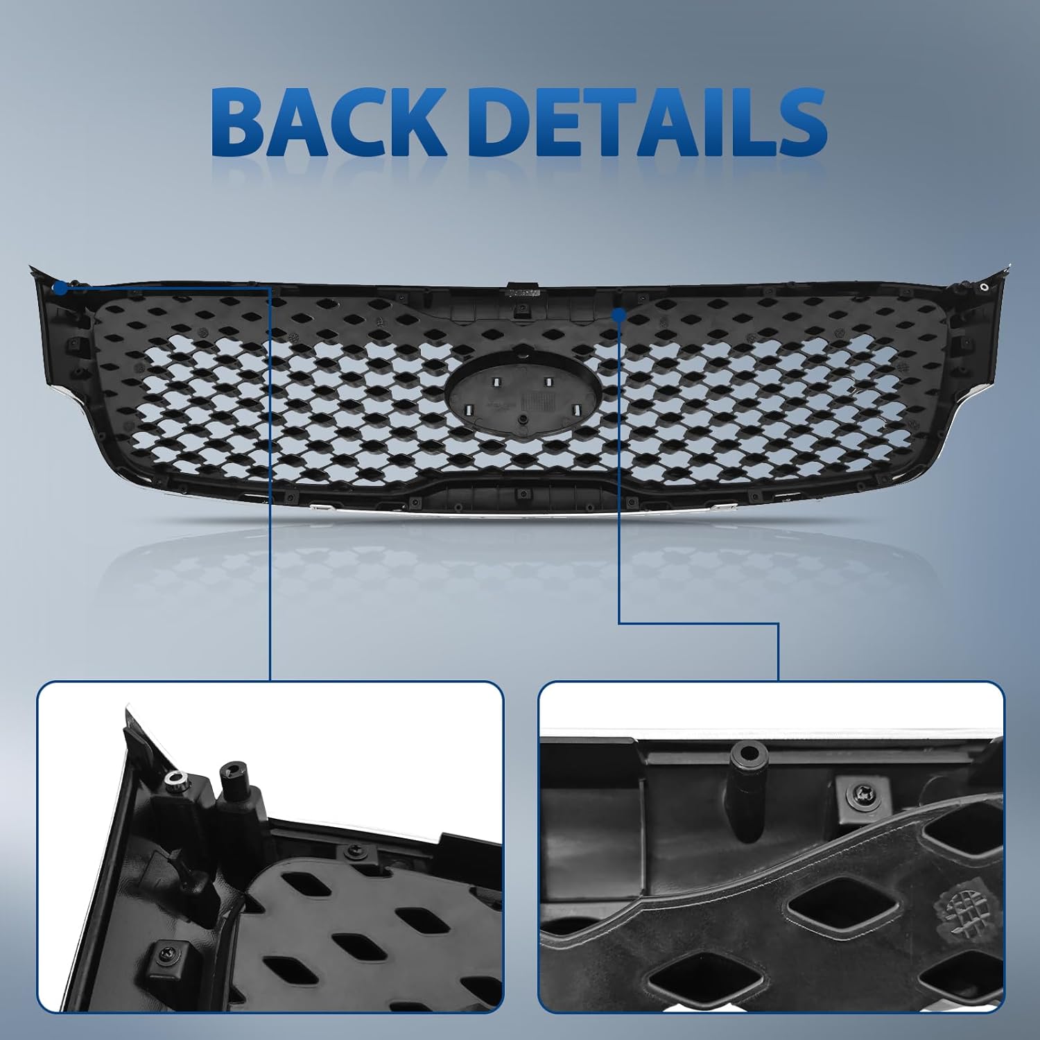 Front Bumper Upper Air Intake Grille Replacement Shroud Black Front Air Intake Grille with Chrome Trim Replacement Kit Fits 2016 2017 2018 Kia Sorento L LX