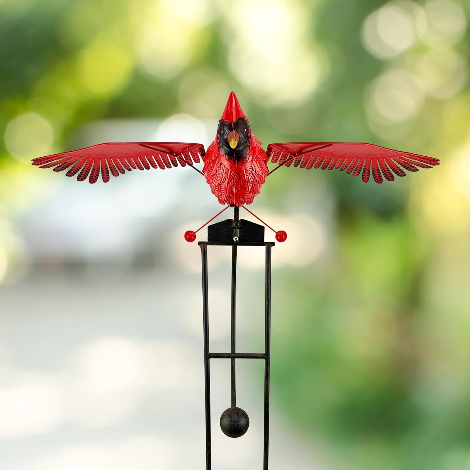 Red Carpet Studios Cardinal 12 x 39 Inch Metal and Glass Rocker Garden Accent with 4-Prong Stake