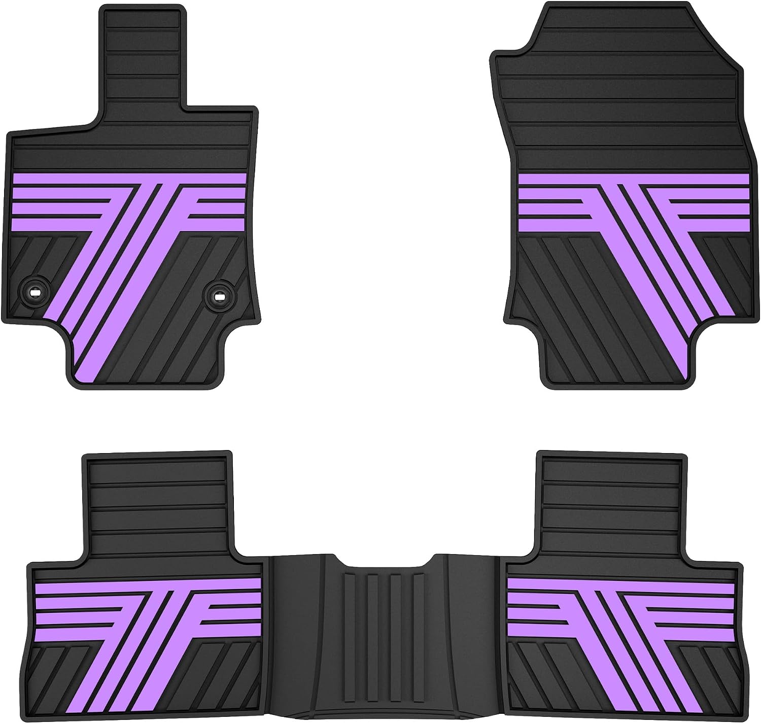 All Weather Floor Mats Custom Fit for Toyota RAV4 2019-2025 Waterproof Heavy Duty Anti-Slip Car Mats, 1st & 2nd Row Black & Purple