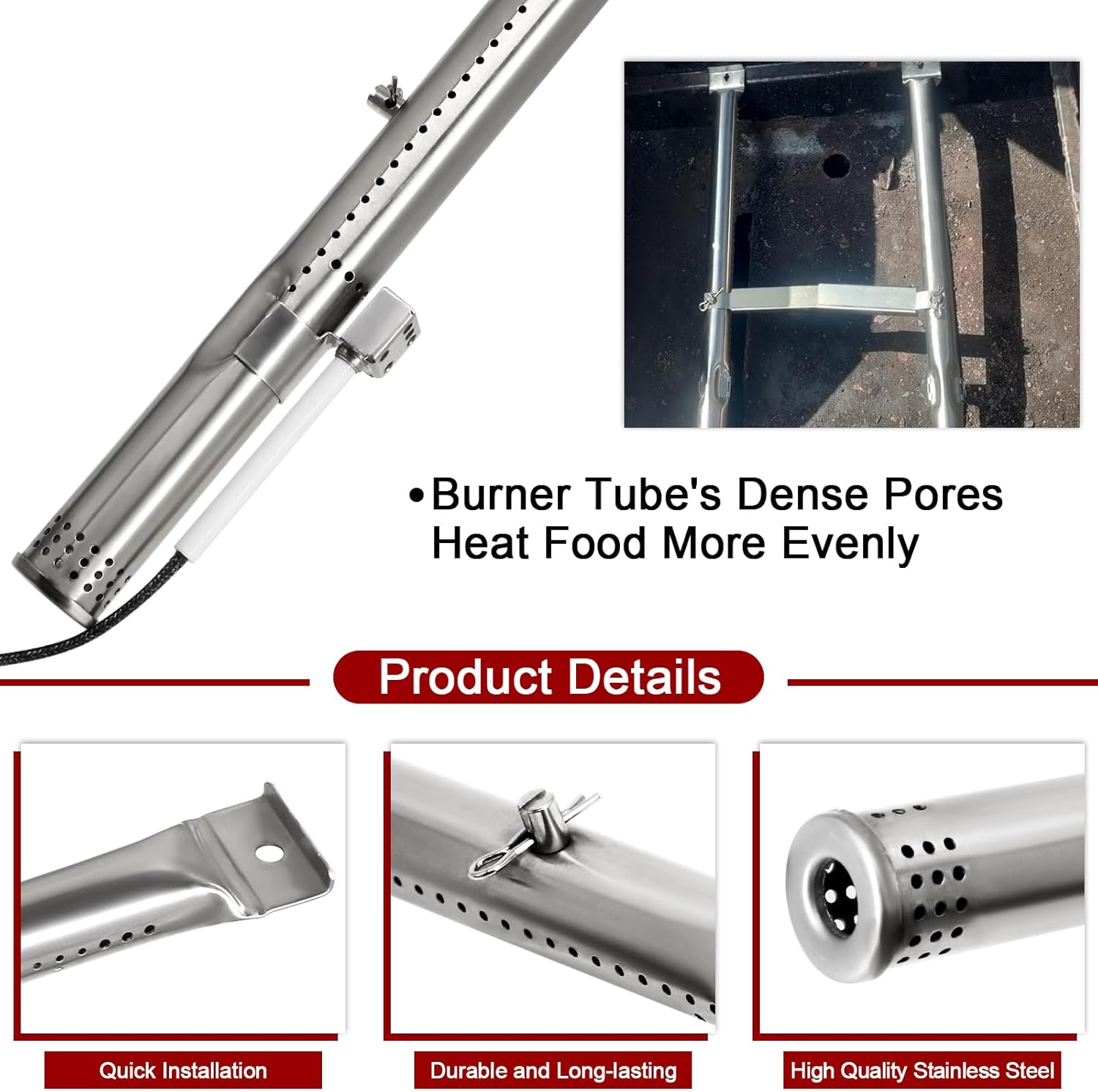 Hiorucet Grill Parts for Charbroil 463251414, 463251413, 463250211, 463250212, 466251413 Gas Grill, G352-2100-W1 Trough Firebox, Grill Grates, Burners, Igniters, Crossover Tubes for Charbroil Grills