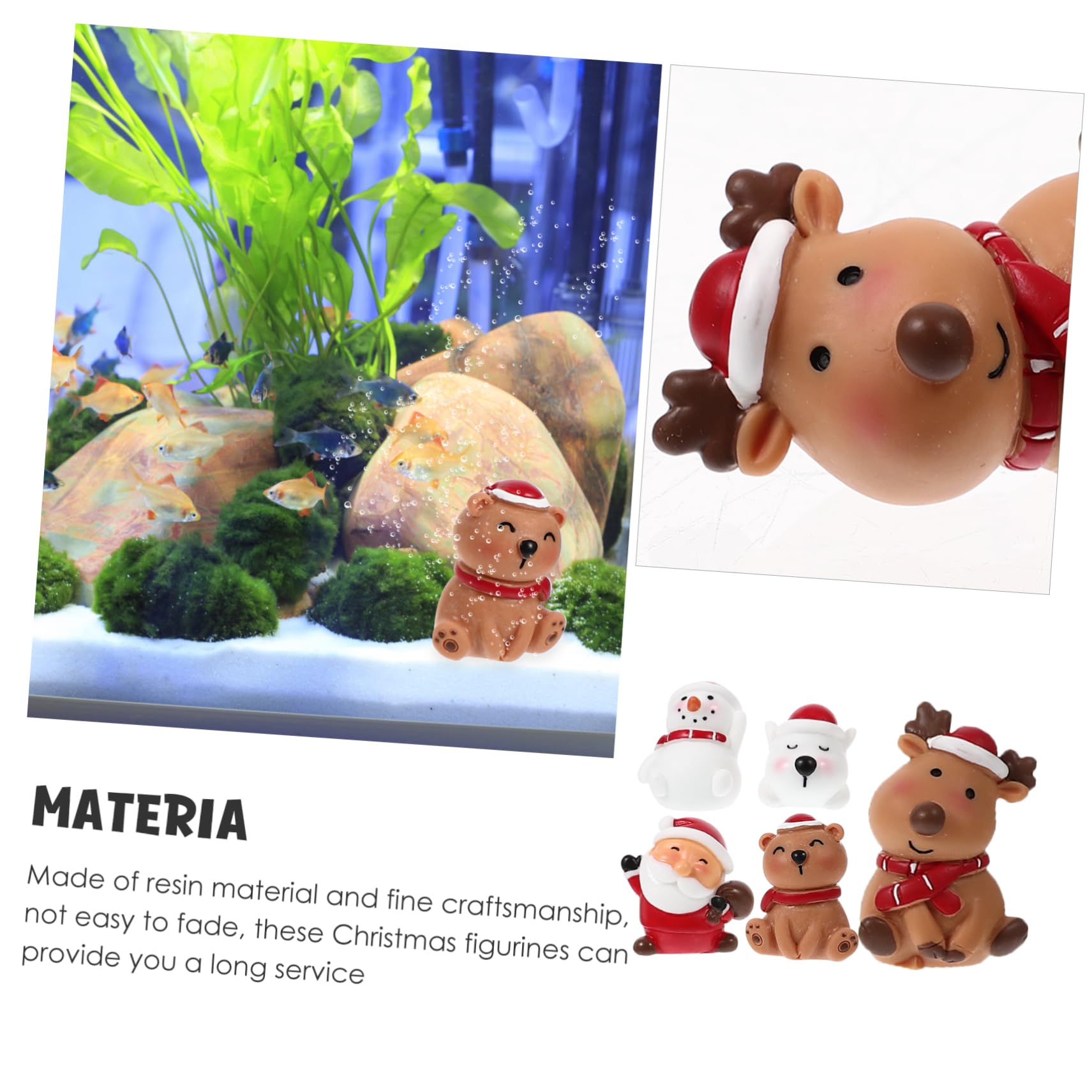 ULTECHNOVO 5 Ensembles Ornements du Père Noël Bonhomme De Neige Faire La Fête Décor De Noël Décoration Mini Aquarium Décorations De Figurines D'aquarium Résine 5 Pièces * 5