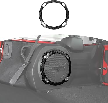 RT-TCZ for Rubicon Trunk Speaker Cover Trim Ring Black Carbon Fiber for Jeep Wrangler JL Rubicon 2018 up Black Carbon Fiber Interior Accessories