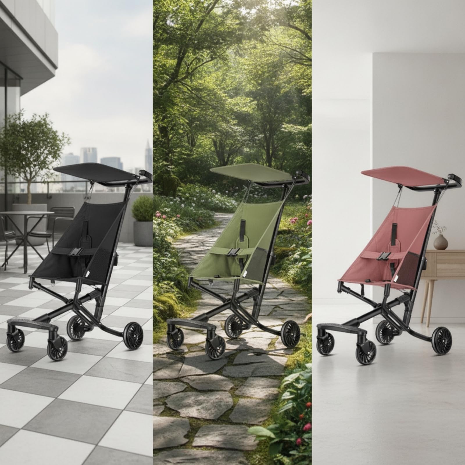 Silla Ligera Compacto Cochecito Plegable Maniobrable Silla con Capota para,