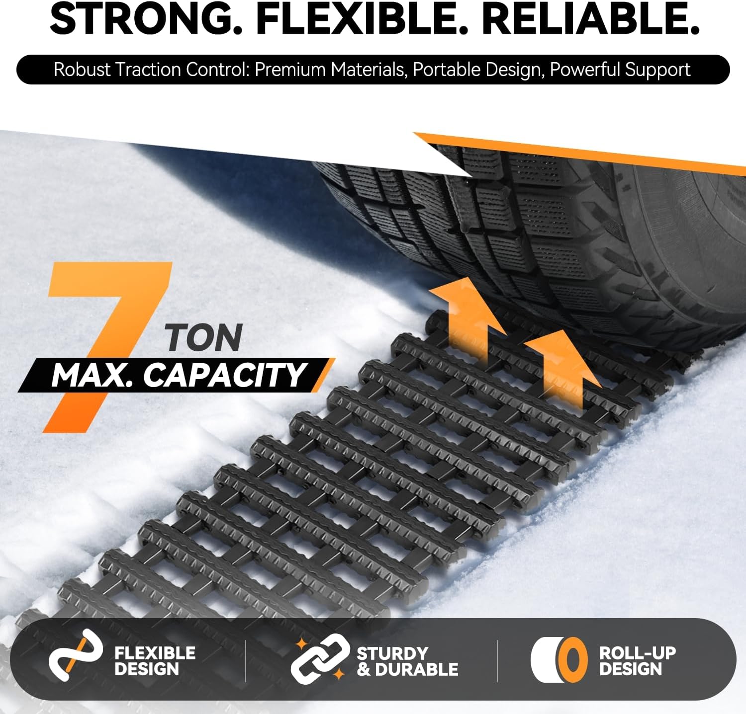 Auto Dynasty 32" Traction Mat Portable Recovery Tracks Mat Traction Board Non-Slip Max Capacity Load 7-Ton Compatible with Most Vehicles, Fits with Snow, Ice, Mud and Sand Emergency Aid, Black