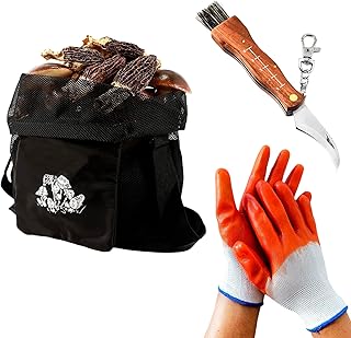 Rhitchy Mushroom Forager Hunting Kit: 3 Pack Mushroom Forager Kit - Mushroom Hunting Bag Mushroom Knife & Non-Slip PVC Gloves(2XL) For Mushroom Decoration Lovers Foraging Morels & Harvesting Mushrooms