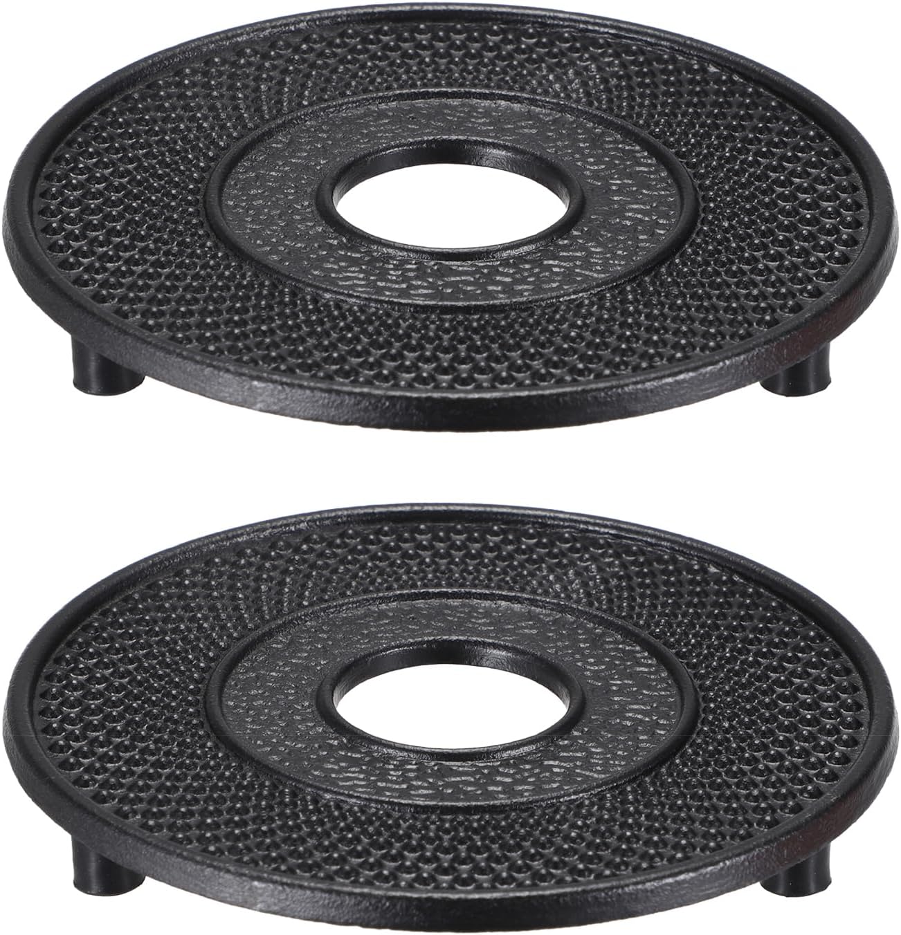 Sumnacon Tea Pot Trivet 2 Pcs Cast Iron Dot Pattern Tea Pot Trivet for Kitchen with Rubber Covers Vintage Kettle Trivet for Dining,Office Countertop Sturdy Functional Trivets for Tea Pot,Mug