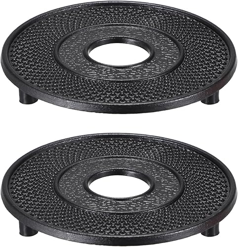 Sumnacon Salvamanteles para tetera, 2 piezas de hierro fundido con patrón de puntos, salvamanteles para cocina con fundas de goma, salvamanteles