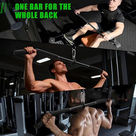 Cable Machine Attachment Set LAT Pulldown Attachments,Cable Machine Accessories for Home Gym Weight Workout Include LAT Pulldown Bar,Double D Bar, Tricep Rope,V Bar