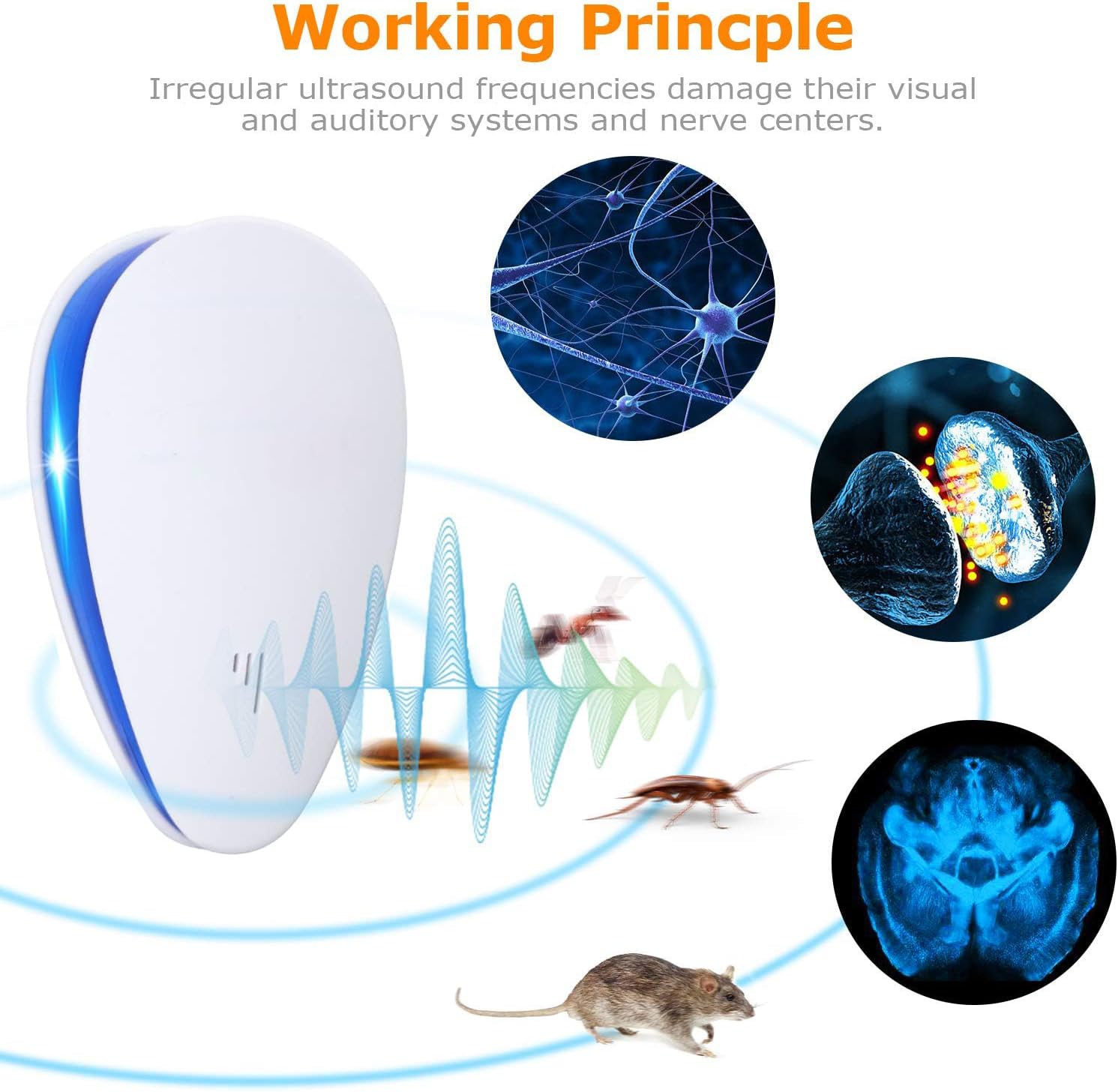 Upgraded 6 Packs Ultrasonic Pest Control Repeller, Electronic Spider Repellent Indoor for Insect Roaches Rodent Ant Bug Mosquito Rat Mouse Repellent Plug in for House Home Kitchen Garage - Image 3