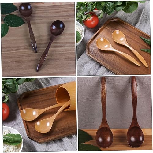 Miniatura 4 de Cuchara de madera Cuchara decorativa de postre cucharas de helado cucharas redondas para pastel cucharas de madera Serveware de arroz coreano