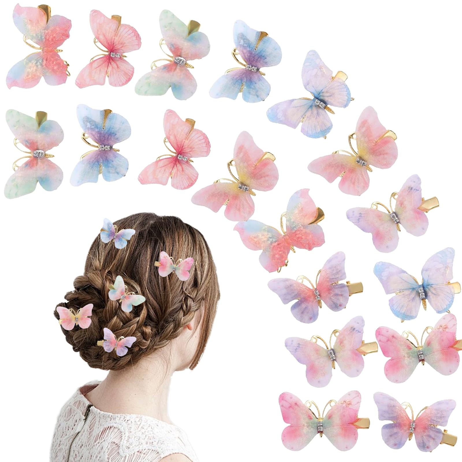 20 Stück Schmetterling Haarspangen – 3D-Haarschmuck Für Frauen & Mädchen