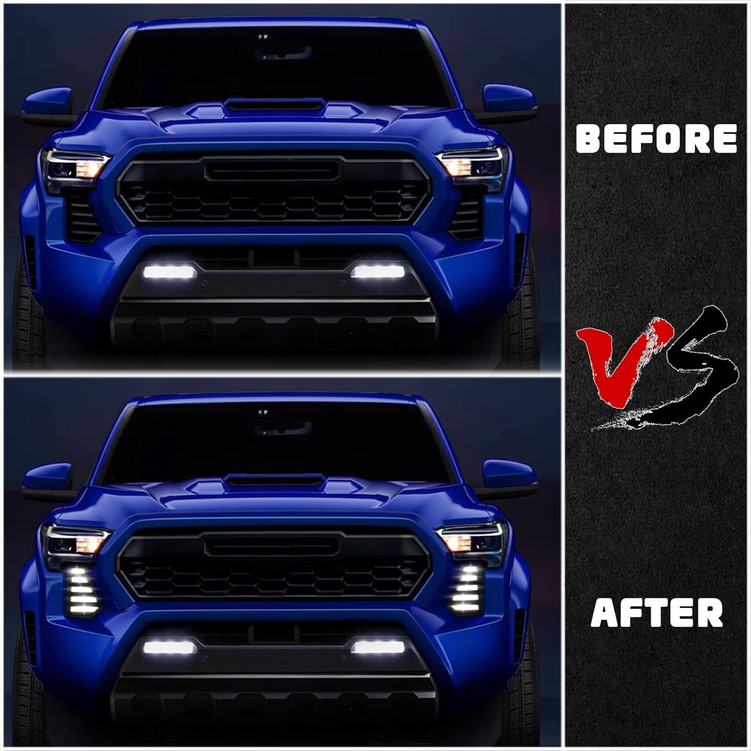 Full LED Front Bumper Fog Light with White DRL Daytime Running Lamp and Amber Sequential Turn Signal - Compatible with Toyota Tacoma Truck 2024-2025 Front Grille Light Replacement