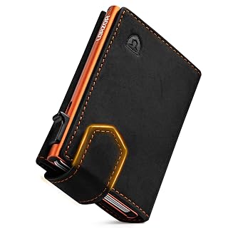 LORZOR Men Wallet Slim Magnetic Closure with Coin Pocket, Card Wallet Genuine Leather, Credit Card Holder RFID Blocking for 10 Cards, Smart Wallets Minimalist with Banknote Compartment, Gift - Amazon product rated Grade A