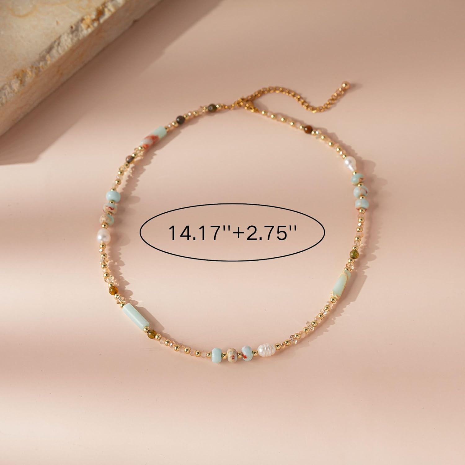 Beaded Necklaces for Women-Colorful Beaded Necklace Gemstone Choker Natural Stone Pearl Necklaces for Women Summer Boho Beach Handmade Jewelry - Image 6