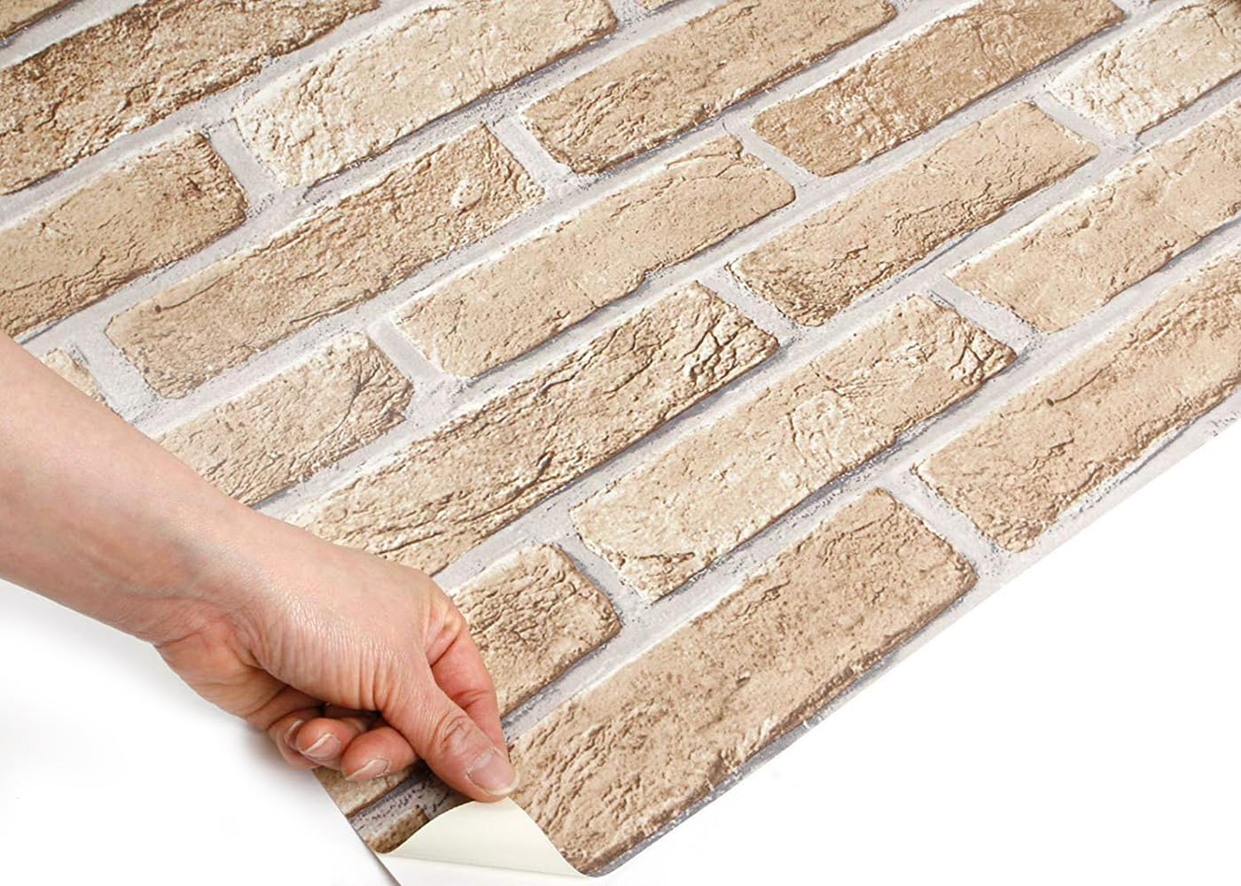 ROSEROSA Peel and Stick PVC Faux Brick Self-Adhesive Wallpaper Covering Counter Top Shelf Liner GM726 (2.00 Feet X 98.42 Feet)