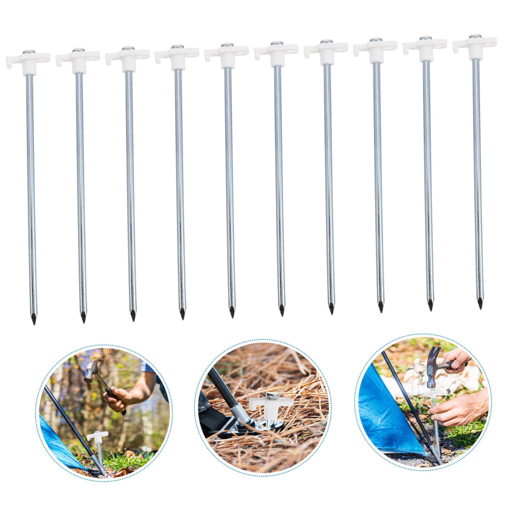 Piquets de Tente D'extérieur Allongés 10 Pièces en Acier Inoxydable