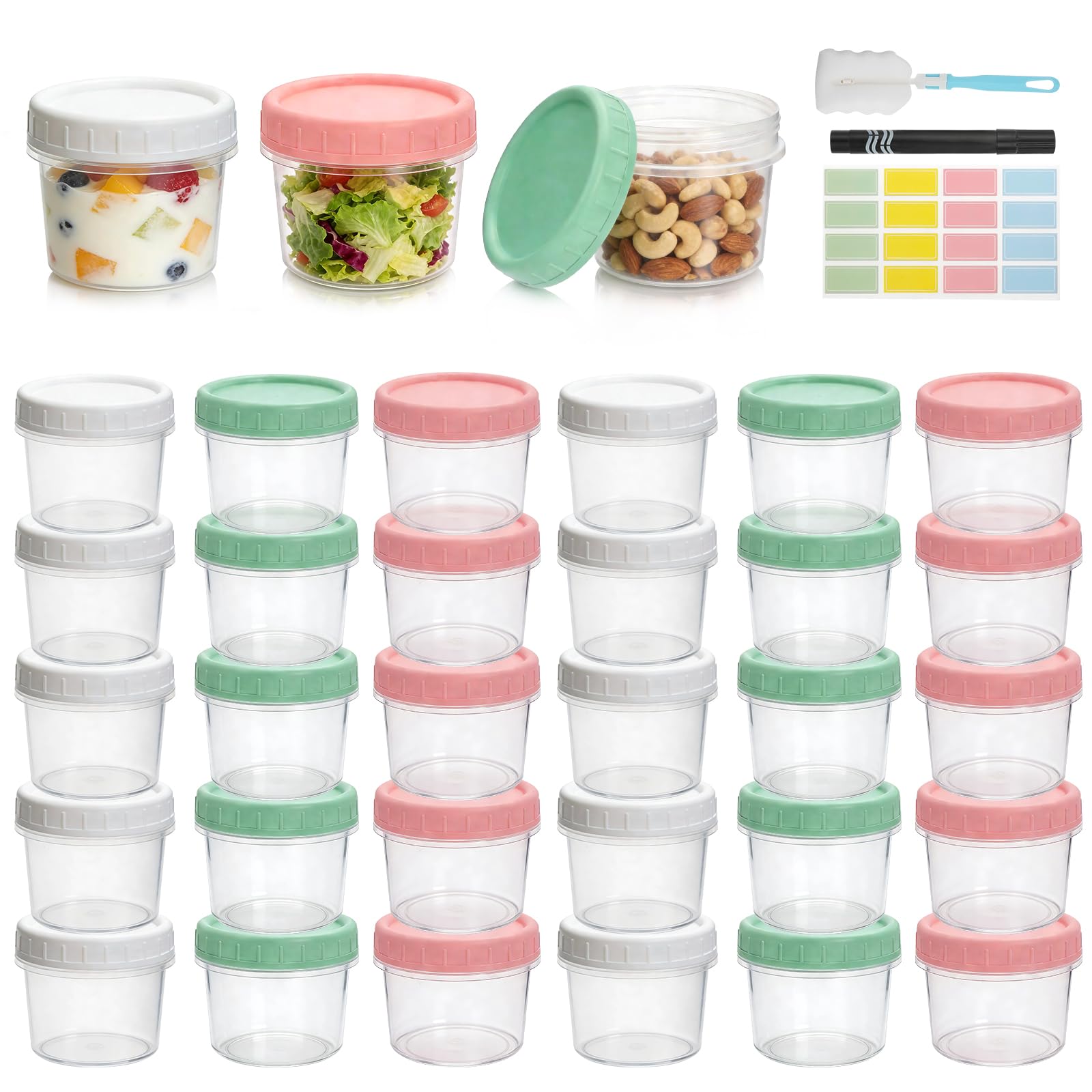 CareLoom 30PCS Small Food Containers with Lids, 160ML, 3 Colors