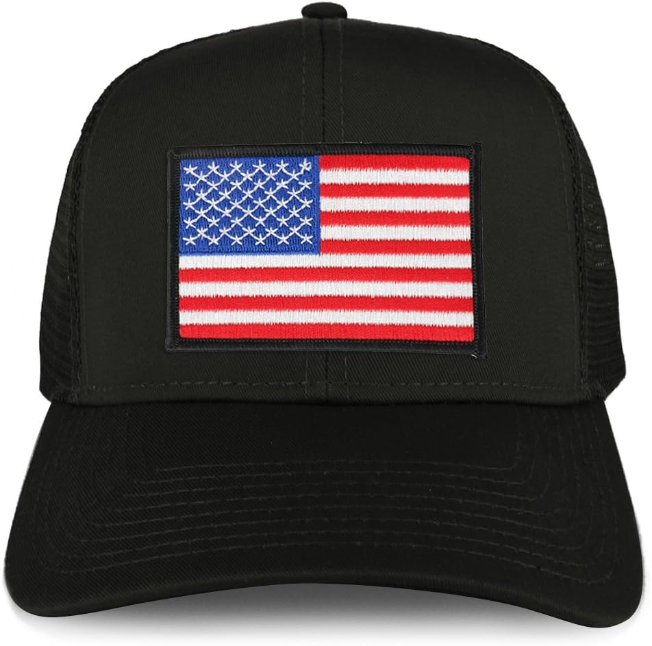 Armycrew XXL Oversize White Black Border USA Flag Patch Mesh Back Trucker Baseball Cap - Image 2