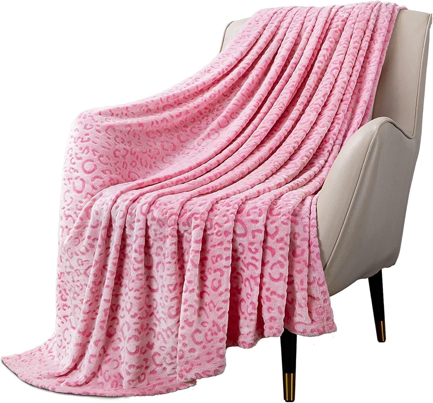 MACEVIA Flannel Fleece King Blanket for Couch Fuzzy 3D Cheetah Blanket Lightweight Warm Cozy Comfy Super Soft Leopard Blanket for Bed Sofa 260GSM (Pink Leopard,90x108inches)