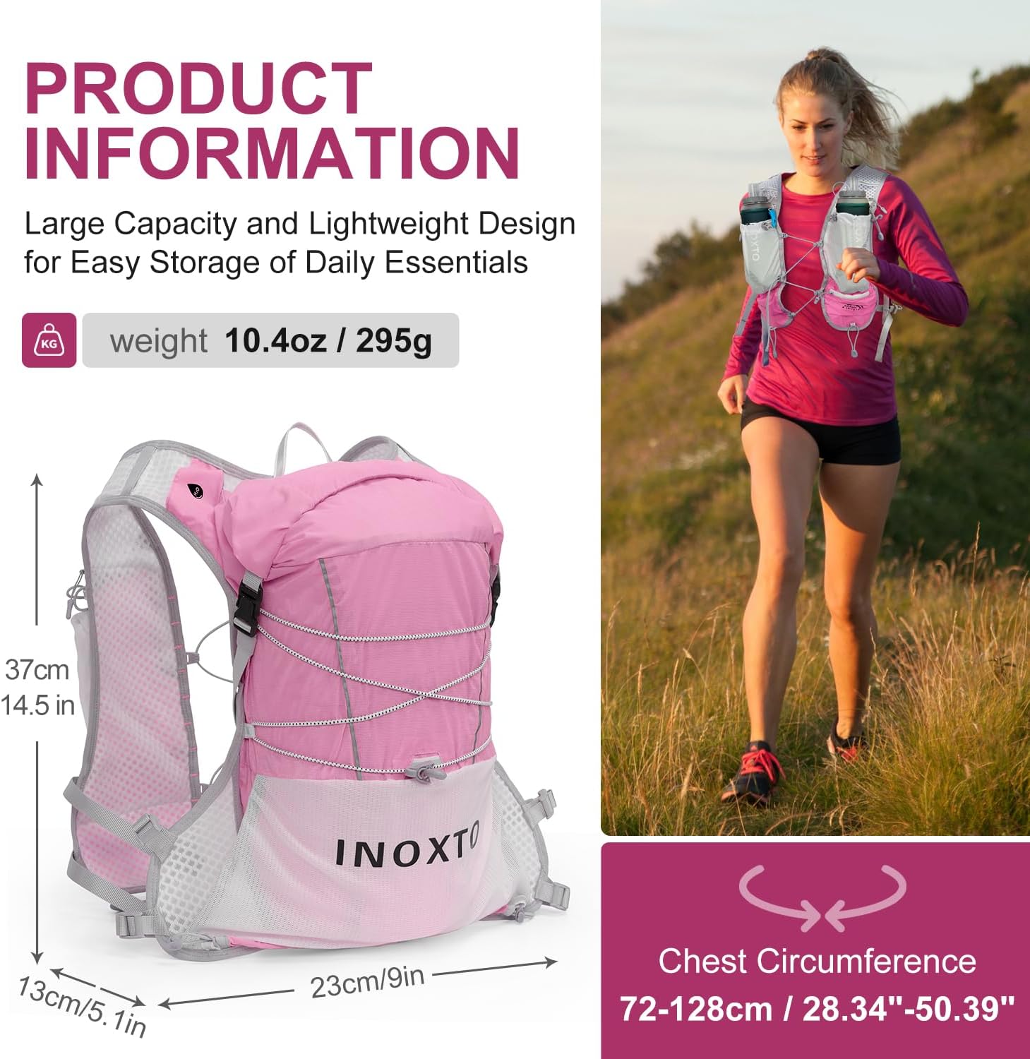 IX INOXTO Running Vest Hydration Backpack, Lightweight Running Backpack image 2