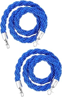 Cuerda de Puntal,Paquete de 2 Cuerda de Barrera de Cola con Mosquetones Plateados,Cuerda de Barrera Trenzada,Cuerda de Cola Retorcida para Celebraciones de Bodas En Cines(Size:4ft/120cm,Color:Azul)
