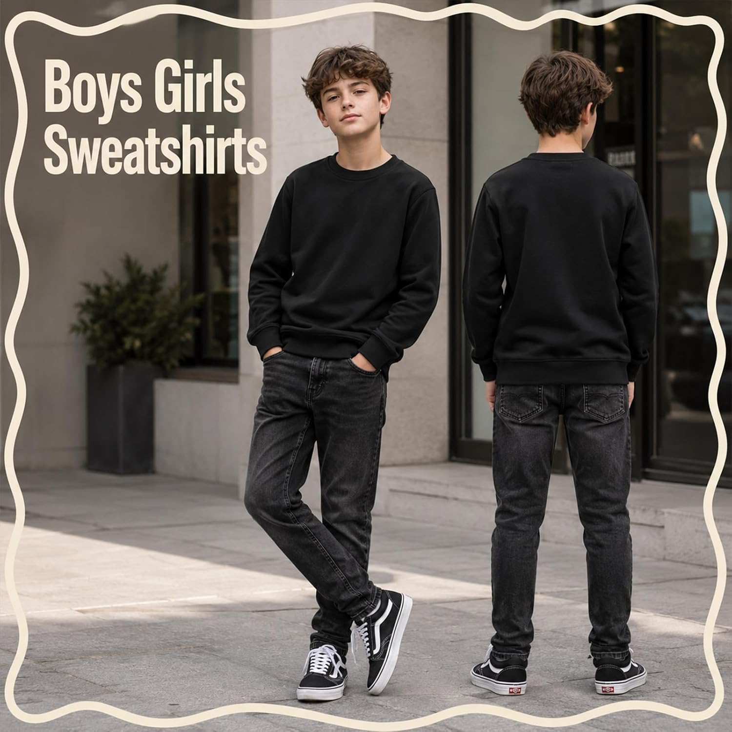 Pullover Boys Girls Sweatshirts Medium Weight Kids Sweatshirts Age 2-14Y
