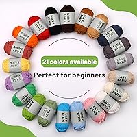 Vista 4 de 12x50g (1.43kg) Hilo de Ganchillo, Hilo para Tejer, 12x79.6m Mezcla de Algodón y Nylon Multicolor para Principiantes con Puntos Fáciles de Ver