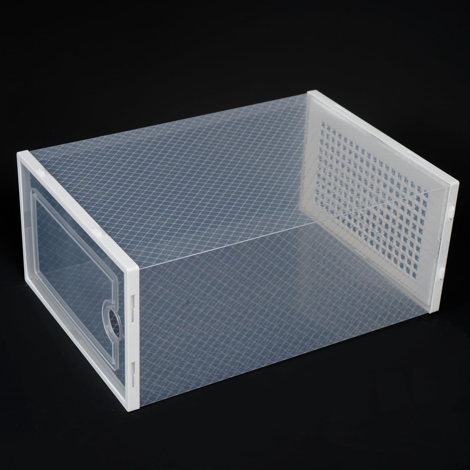 rloao シューズボックス 12個セット 新型 靴箱収納 33x23x14cm 透明PP シューズケース 大容量 積み重ね可能 下駄箱 開閉スイッチ付き 防水 防汚 防塵 通気 男女兼用サイズ 革靴 スニーカー バッグ 小物 玄関収納用 組み立て式