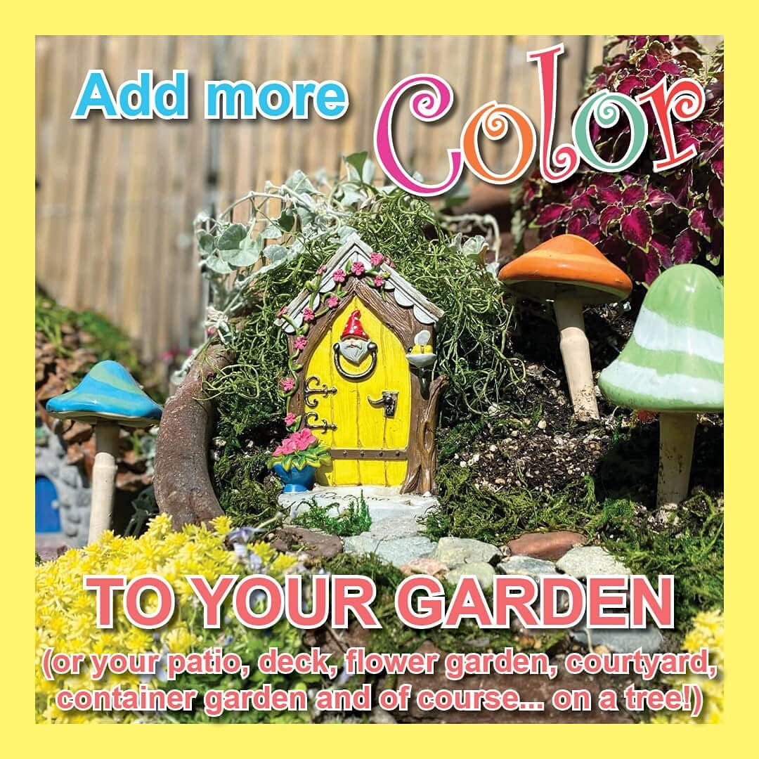 Fairy Door Fairy Garden Accessories, Fairy House Yellow Door for Fairy Garden Kit and Other Fairy Garden Miniatures, Garden Decor for Fairies and Garden Gnome Decor. Lyds Yellow Door with Gnome