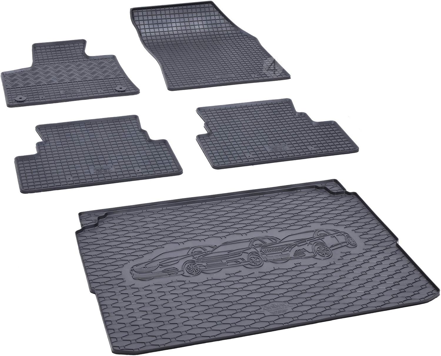 Tapis De Sol Et Coffre 3D ELMASLINE Pour Dacia Sandero 3 (2021+) - En Caoutchouc, Anti-dérapant, Hauts Rebords