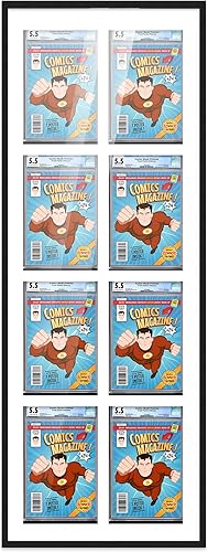 Miniatura 258 de Poster Palooza Marco de cómic con paspartú para 2 cómics CGC, CBCS o PGX Graded Comics – Marco de cómic negro para cómics de 8.125 x 13 pulgadas