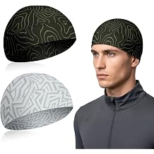 2pcs Cooling Skull Cap, Breathable Mesh Moisture Wicking Helmet Liner Cap for Men Women, Sweat Wicking Quick Dry Thin Cycling Cap Under Helmet for Motorcycle Running Workout Hard Hat