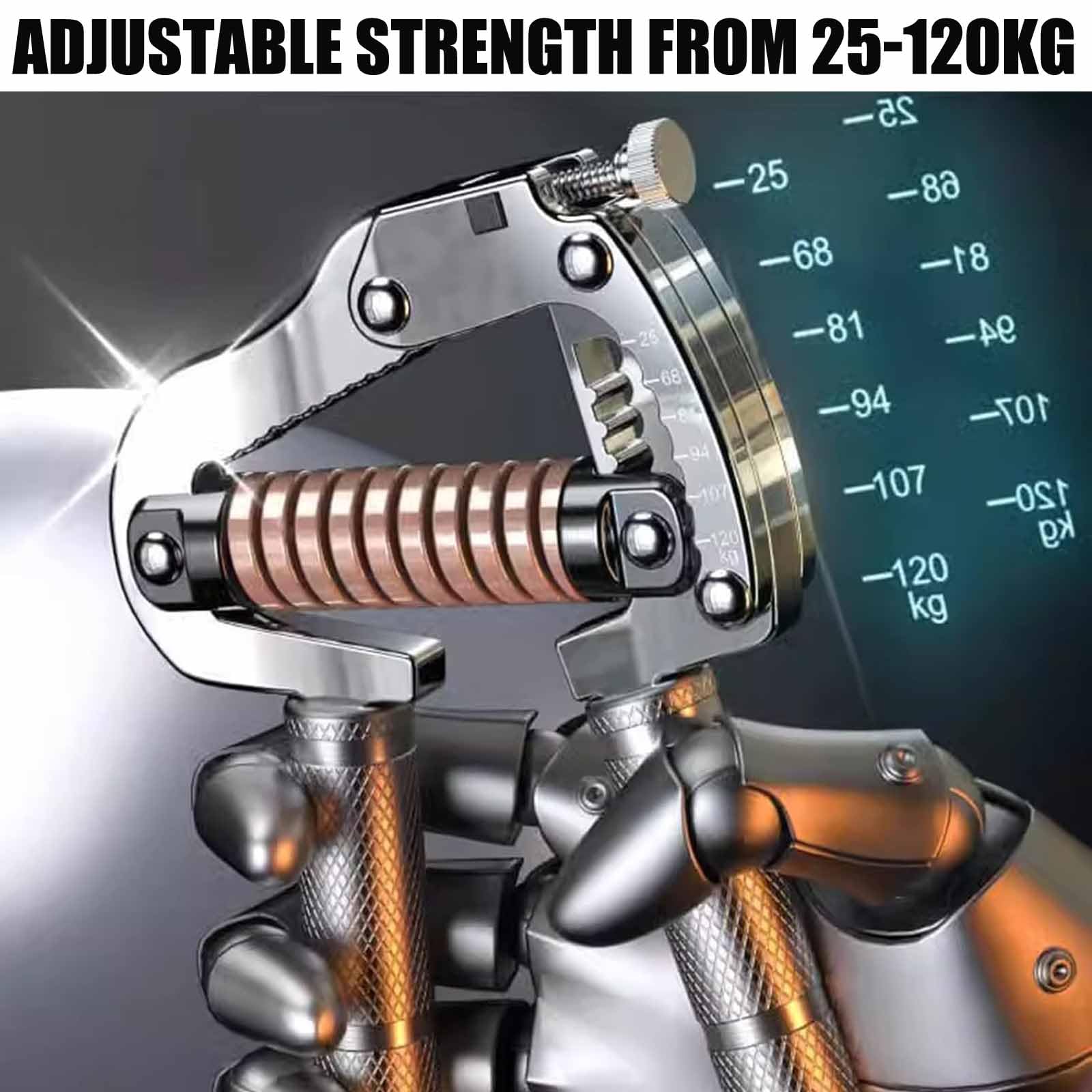 Verstellbarer Krafttrainer mit Metallgriff, Handtrainer mit Anti-Rutsch-Design, verbessert Handkraft und Geschicklichkeit für Fitness-Enthusiasten