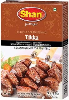 Shan Tikka Recipe and Seasoning Mix 1.76 oz (50g) - Spice Powder for Traditional Style BBQ Steak Mix - Suitable for Vegetarians - Airtight Bag in a Box