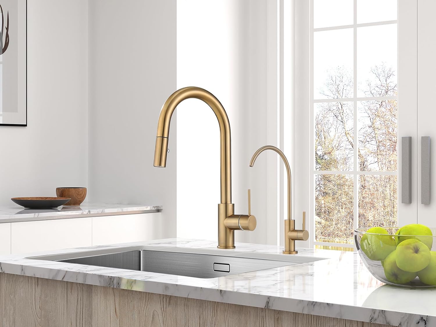 AguaStella AS09CPB Champagne Bronze Stainless Steel Kitchen Water Filter Faucet RO Faucet for Most Reverse Osmosis Units or Water Filtration System in Non-Air Gap