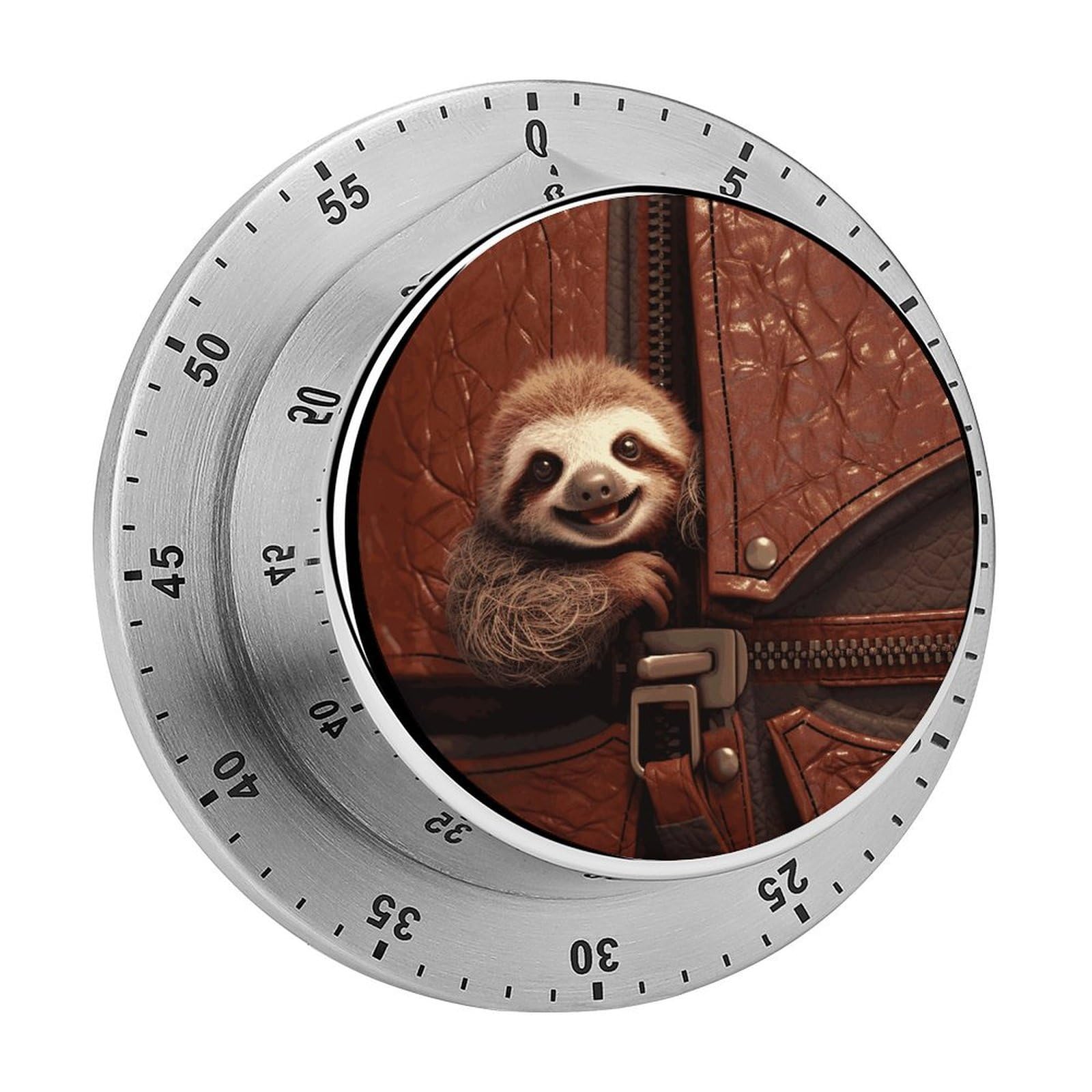 Adfgyerh Style Sloth On Zipper Timer For Cooking, Kitchen Timer Magnetic No Batteries Required, Mechanical Timer With Loud Alarm, For Fitness Baking Exercise Oven