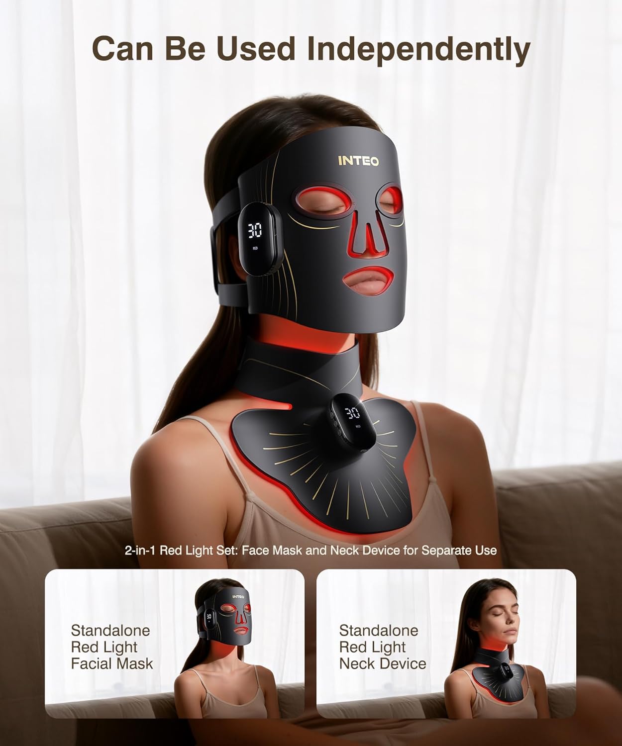 Red Light Therapy for Face and Neck, 4 Modes Cordless Face Mask Light Therapy with Neck Masks, 850nm Infrared & Red Light Mask, 2000mAh Rechargeable Light Therapy Skin Care at Home (680 Beads) - Image 4