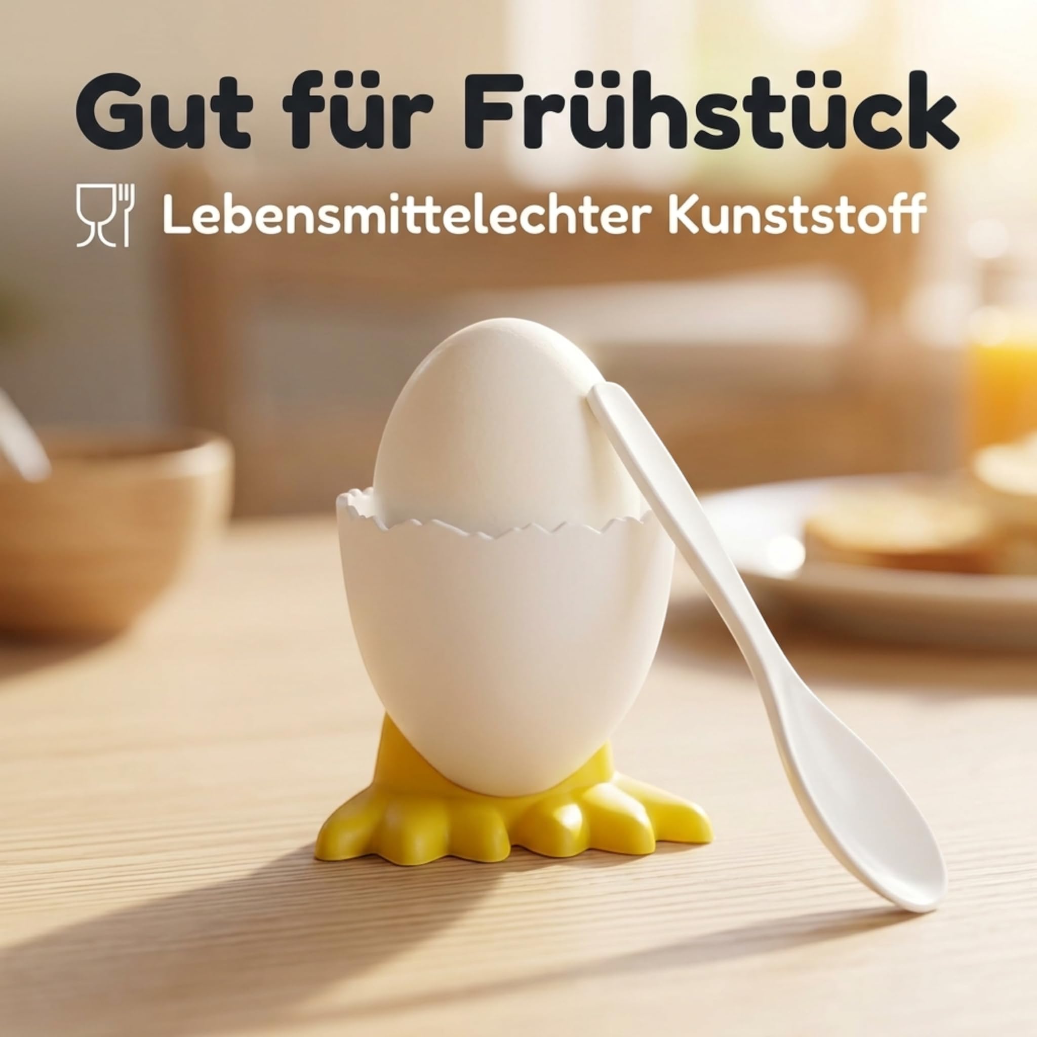 Coupe Oeufs Durs Lot De 8 Coquetiers MIJOMA - Motif Poussin - Plastique Alimentaire - Idéal Petit Déjeuner Coquetier Ikea