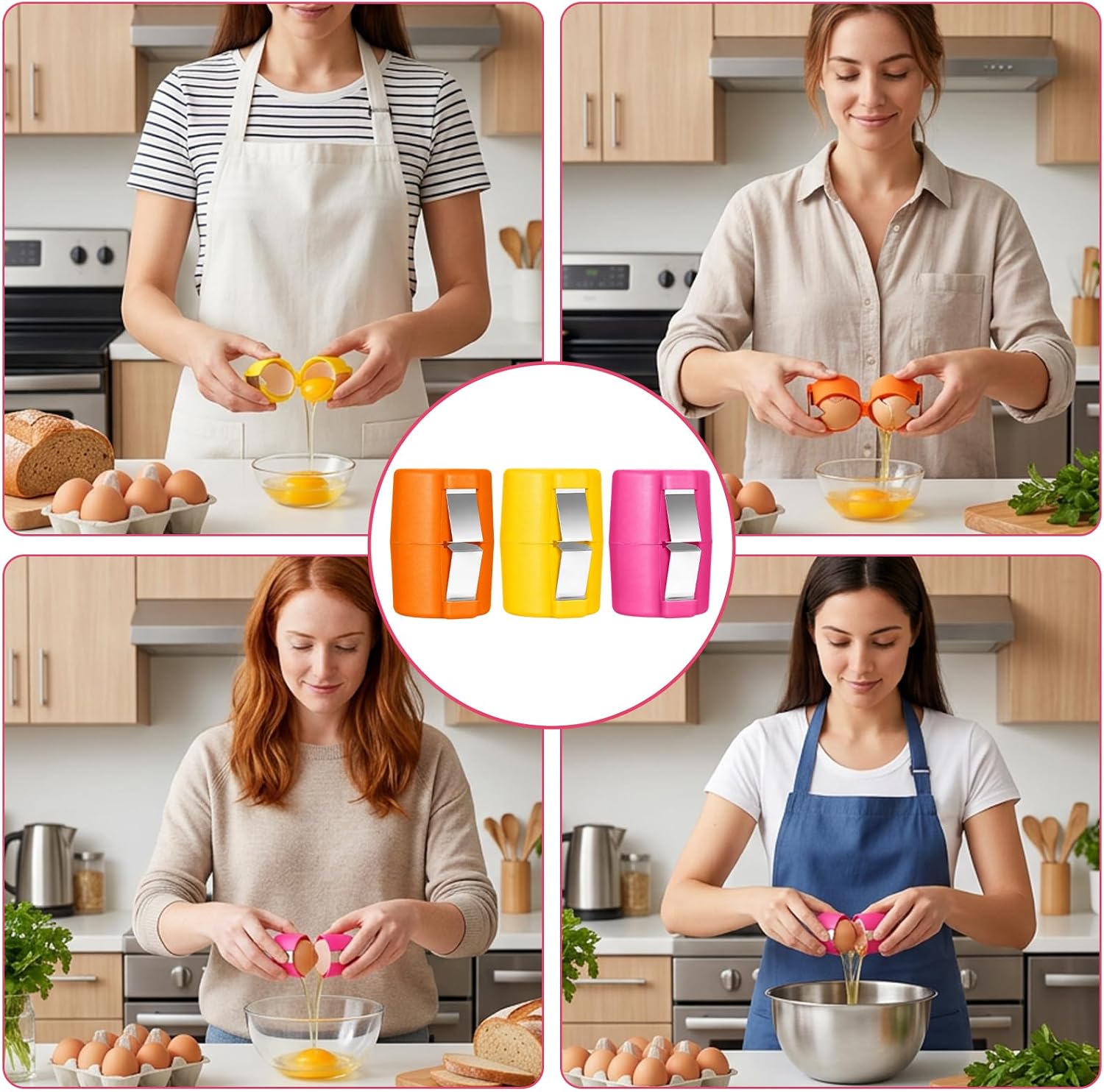 Egg Cracker, 3 PCS Multi Color Egg Cracker Tool Kit for Hard Boiled Eggs