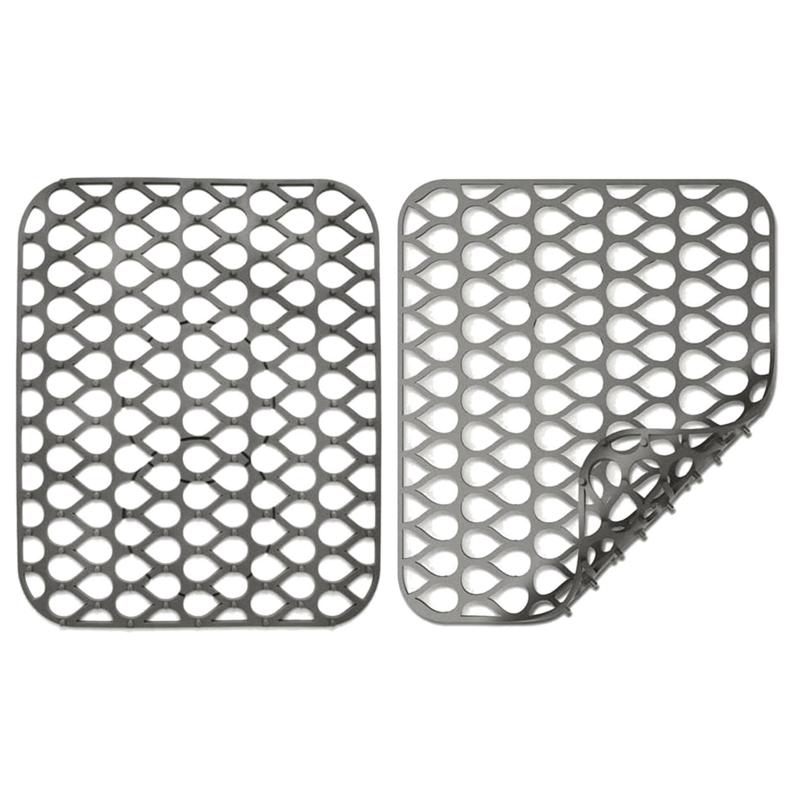 Rianpesn Silicone Kitchen Sink Protector Mat,Grey Kitchen Sink Protector Grid Accessory - Grey for Bottom of Farmhouse Stainless Steel Porcelain Sink