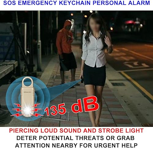 Miniatura 3 de Alarma de seguridad personal recargable de 135 dB, luz estroboscópica, agarre antideslizante, llavero sirena para mujeres estudiantes. Alertas de