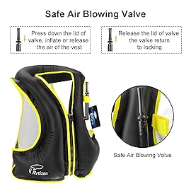 Rrtizan Inflatable Snorkel Vest for Adult, Travel Snorkeling Vest for Swimming, Snorkeling, Paddleboarding, Swim Vest Adult Suitable for 90-220lbs