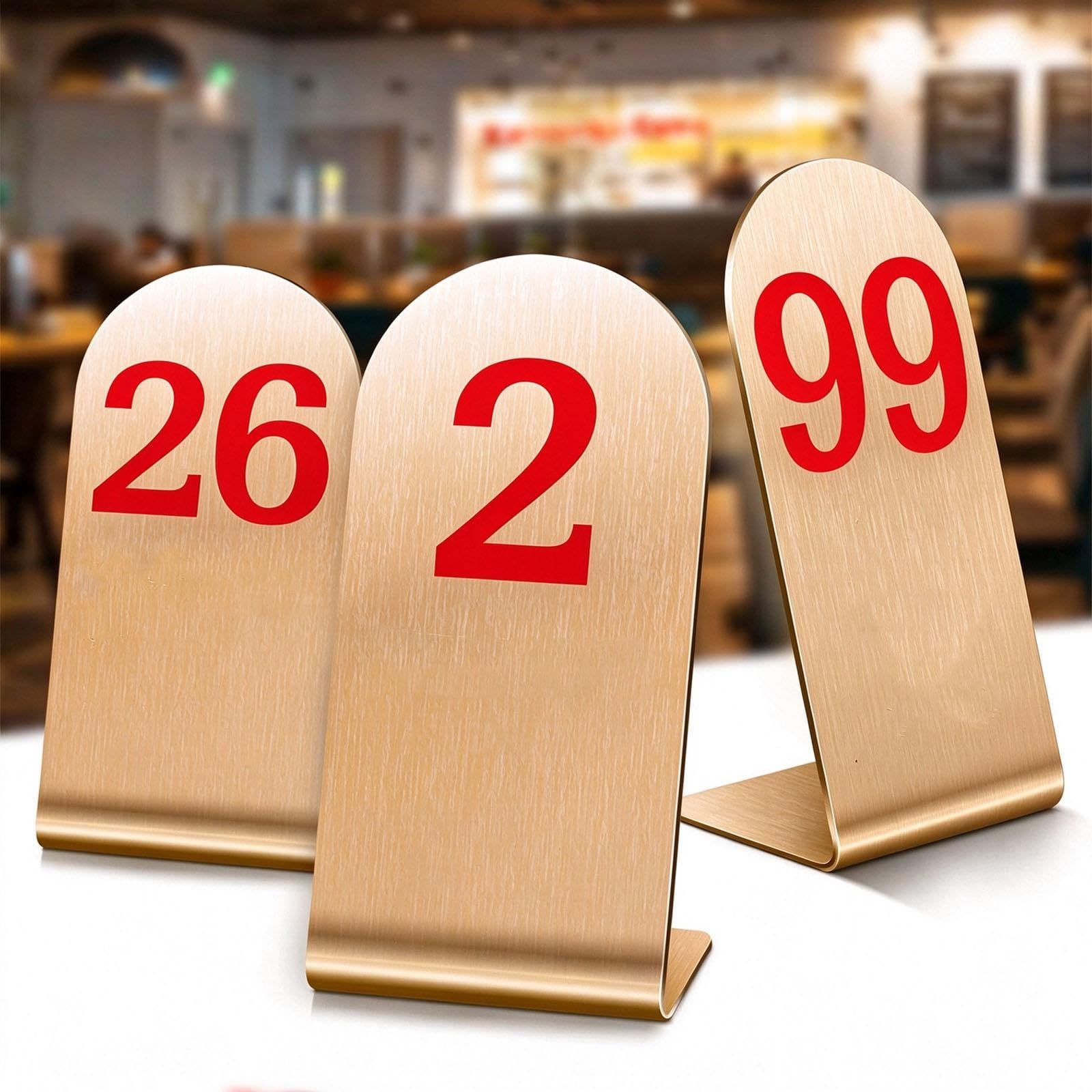 Segnaposto In Acciaio Inossidabile Dorato 1-5 1-10 1-30 1-100, Numeri Da Tavolo Per Matrimoni, Cartelli Su Un Solo Lato(Red-1-95,L 13 CM)