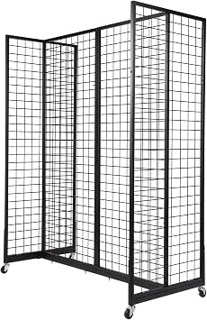 NectaCol Grid Gondola Unit, 4pcs 2x 5 Grid wall Panels with Sturdy Frames, Gridwall Display Stand with Wheels, Craft Show Gridwall Display Rack, Art Display - Black