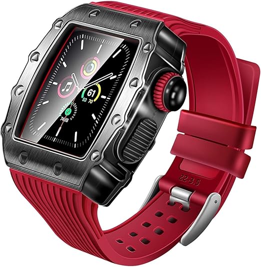 daikmz diy metal watch casestrap for watch 44mm 3in1 silicone watch band for i watch series se 7 6 5 4 modification kit accessories