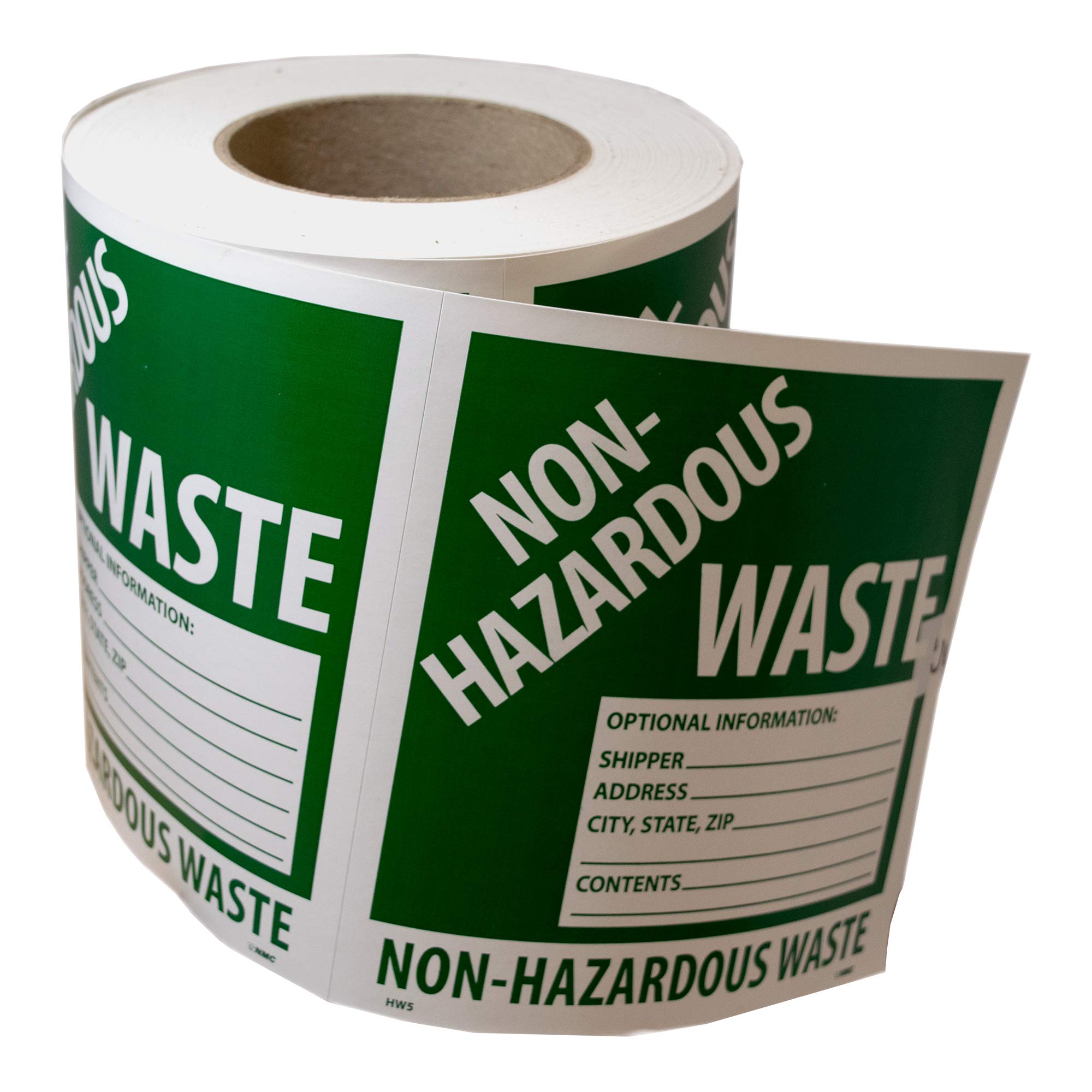 NMC HW5AL Rouleau de 500 étiquettes pour déchets non dangereux pour expédition, adresse, ville, état, fermeture Éclair, contenu de l'étiquette