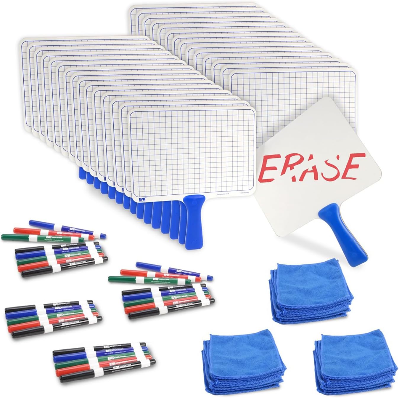 EAI Education Double-Sided Centimeter Grid Dry-Erase Paddles Kit