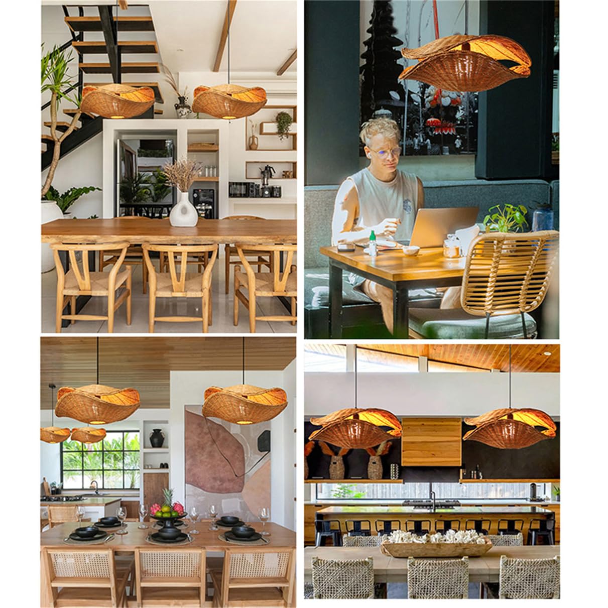 Lampade A Sospensione In Rattan In Stile Industriale Per Soggiorno