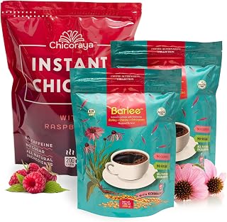 Instant Chicory Coffee by BARLEE & CHICORAYA (2-Pack, 28.2 oz) - Best for Decaf and Diet - Keto & Vegan Beverage Blend - Coffeine-Free Cofee Substitute Alternative - Roasted Root Powder, No Sugar