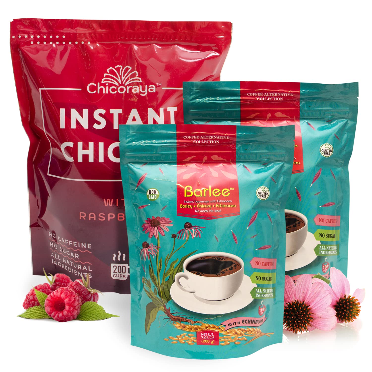 Instant Chicory Coffee by BARLEE & CHICORAYA (2-Pack, 28.2 oz) - Best for Decaf and Diet - Keto & Vegan Beverage Blend - Coffeine-Free Cofee Substitute Alternative - Roasted Root Powder, No Sugar